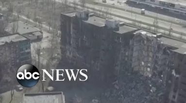 New drone footage shows destroyed houses after heavy fighting in Mariupol