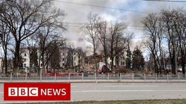 Russia attacks theatre sheltering civilians in besieged city of Mariupol - BBC News