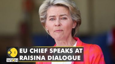 EU Commission Chief Ursula von der Leyen speaks at Raisina dialogue in New Delhi, India