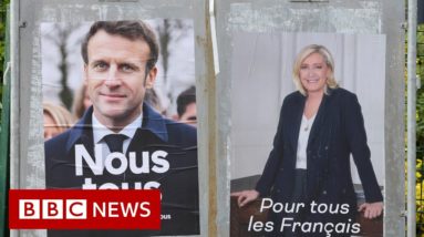 Polls open in France as Macron aims to beat far-right Le Pen - BBC News