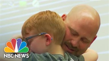 Soldier Surprises Children In School After Year In Iraq