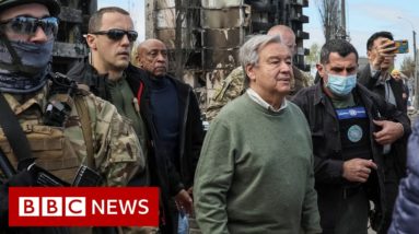 UN Secretary General Antonio Guterres visits destroyed Ukrainian town - BBC News