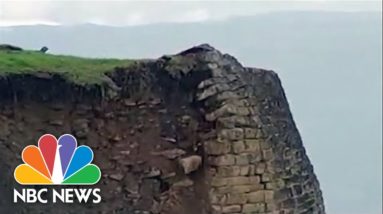 Watch: Ancient Fortress Wall Collapses In Peru