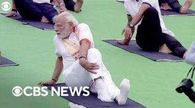 India's prime minister joins mass International Day of Yoga event