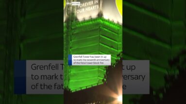 Grenfell Tower lit up for anniversary