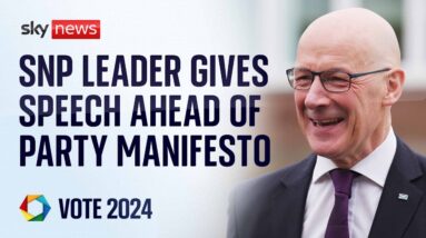 Scotland's First Minister John Swinney gives speech ahead of SNP election manifesto launch