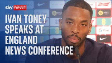 Ivan Toney speaks at a news conference ahead of England’s match on Saturday