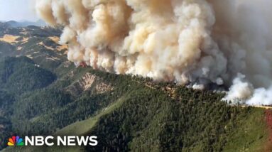 Aerial video shows large smoke plumes over California's Lake Fire