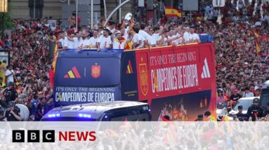 Fans celebrate Euro 2024 win after Spain's royal welcome home to Madrid | BBC News