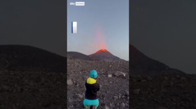 Moment Mount Etna erupt