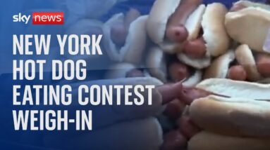 New York hot dog eating contest weigh-in