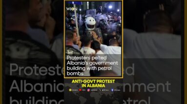 Albanian anti-government protesters hurl petrol bombs and scuffle with police | WION Shorts