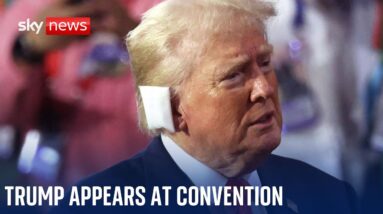 Trump appears at RNC with bandaged ear following assassination attempt