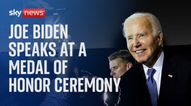 US President Joe Biden speaks at a medal ceremony