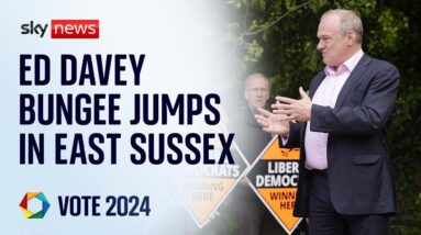 Watch live: Lib Dems leader Ed Davey does bungee jump