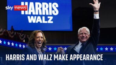 Kamala Harris and vice president candidate pick Tim Walz make first appearance together