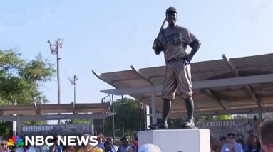 Kansas community welcomes back rebuilt Jackie Robinson statue