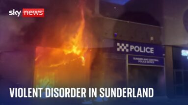 Violence and disorder in Sunderland as police station and mosque targeted