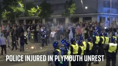 Police officers injured as riots break out in Plymouth