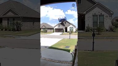 Trampoline gets blown onto Alabama driveway