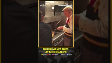 Donald Trump makes fries at Mcdonald's, takes dig at Kamala Harris | WION Shorts