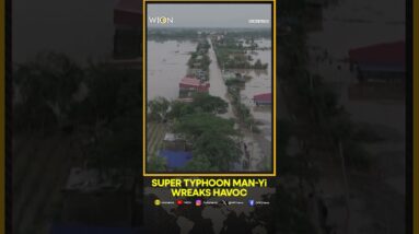 Drone video captures severe flooding caused by super Typhoon Man-Yi in the Philippines