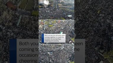 Drone footage shows Syrians celebrating on 'Victory Friday'