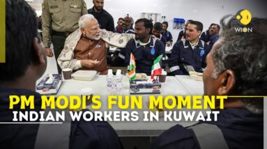 PM Modi Kuwait: Indian PM Modi Fun Moment With Indian Workers In Gulf Spic Labour Camp | WION LIVE