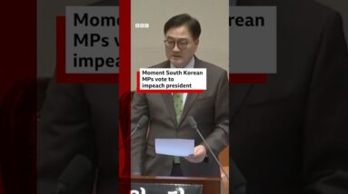 South Korean MPs vote to impeach President Yoon over martial law. #SouthKorea #BBCNews