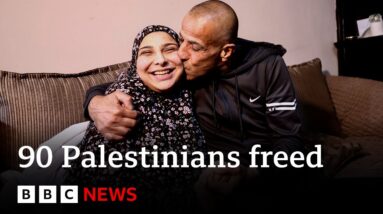 Israel says 90 Palestinian prisoners freed as Gaza ceasefire enters second day | BBC News