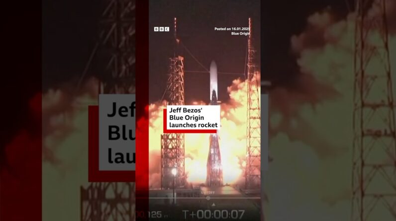 Jeff Bezos' Blue Origin rocket blasts off. #SpaceExploration #RocketLaunch #BBCNews