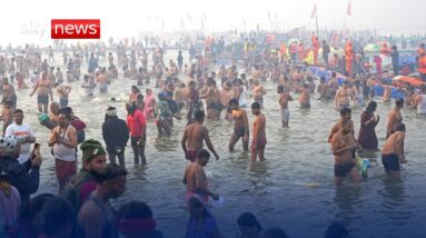 Devotees in India gather at the Maha Kumbh festival to take the holy bath